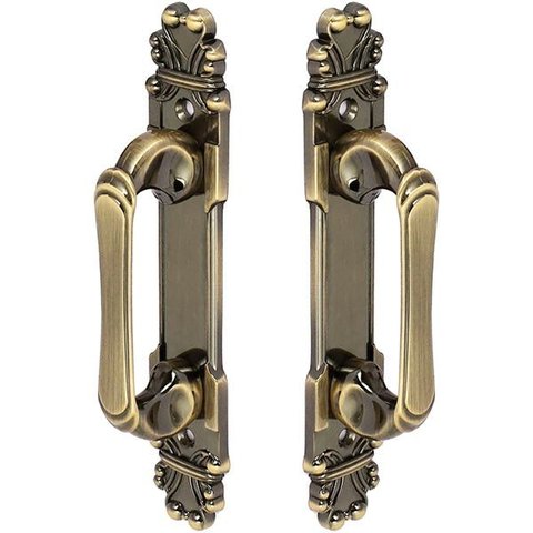 Puxador Duplo Mozart 215mm Bronze Antigo Porta Pivotante Correr Passagem Madeira Vidro Colonial Clás