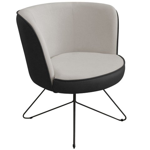 Poltrona Decorativa Chiara Base Orby Corano Preto/velosuede Off White - Nexta Casa