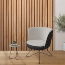 Ver imagem 2 de Poltrona Decorativa Chiara Base Orby Corano Preto/velosuede Off White - Nexta Casa
