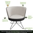 Ver imagem 3 de Poltrona Decorativa Chiara Base Orby Corano Preto/velosuede Off White - Nexta Casa