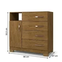 Ver imagem 3 de Cômoda para Quarto com 1 Porta, 4 Gavetas e Pés Free Marrom/Cinamomo