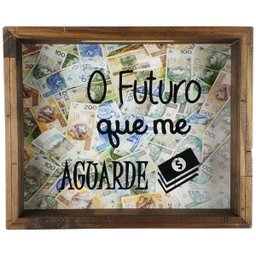 Quadro Cofre Madeira Rústico O Futuro Que Me Aguarde - 1