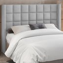 Ver imagem 2 de Kit Cabeceira Cama Box Casal 140 Cm Paris com Puff Recamier Itália Linho Cinza Claro - Lyam Decor