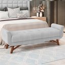Ver imagem 3 de Kit Cabeceira Cama Box Casal 140 Cm Paris com Puff Recamier Itália Linho Cinza Claro - Lyam Decor