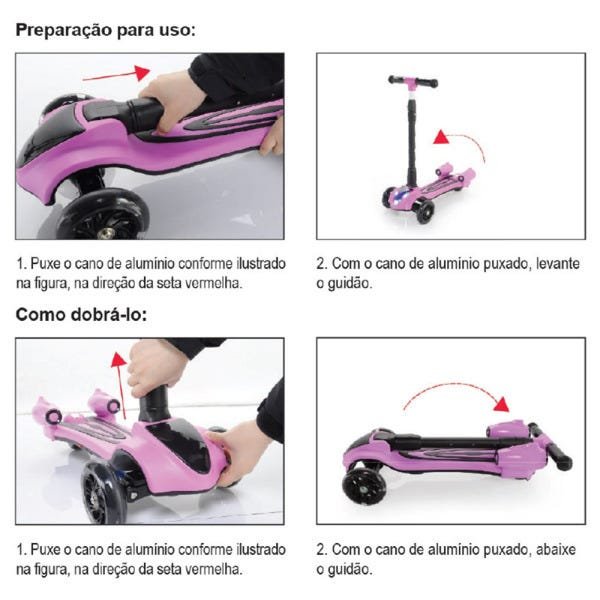 Patinete e Triciclo Infantil 2 em 1 Belfix Vermelho e Azul