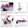 Patinete Infantil Turbo 3 Rodas Luzes Led Fumaça Música Bluetooth Ajustável Dobrável - AZUL - 2
