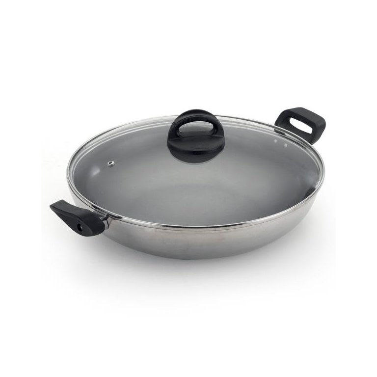 Wok Antiaderente Interno com Tampa de Vidro n 32
