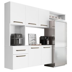 Kit Completo de Armário Cozinha Clean Aéreo 6p P/apartamento:branco - 2