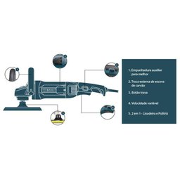 Politriz Disco De 180mm 1200w 110v Ws4501u Wesco - 5