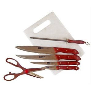 Kit Facas Para Churrasco Com Tábua 7 Peças