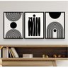 Kit 3 Quadros Decorativos para Sala Minimalistas 33x24cm - com Vidro:madeira Preta - 1