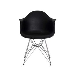 Kit 2 Cadeiras Eiffel Eames com Braço Base Cromada Preta - 3