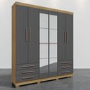 Ver imagem 2 de Guarda Roupa Casal Londres Carvalho Americano Grafite com Espelho - Incorplac