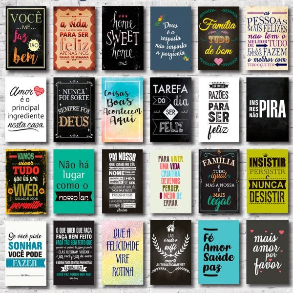 Kit 24 Placas Decorativas Mdf Frases Motivacionais Família - 3