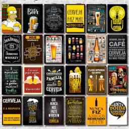 Kit 24 Placas Decorativas MDF Bebidas Frases Cervejas - 3