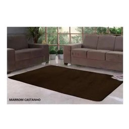 Tapete de Pelúcia 2,00 x 1,40 para Sala Quarto Apartamento Cor: Castanho - 1