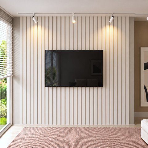 Painel para TV até 115 Polegadas de MDF 270cm x 280cm Branco