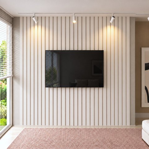 Painel para TV até 115 Polegadas de MDF 270cm x 280cm Branco