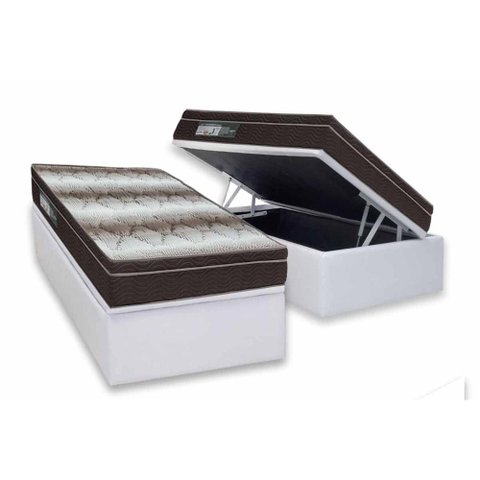 Cama Box Baú Solteiro: Colchão Ortopédico Ortobom Light + Base Crc Courano White (88x188)
