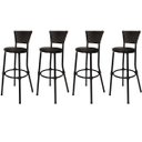 Ver imagem 1 de Kit 4 Banquetas Bistro Encosto Junco Preto Assento Preto