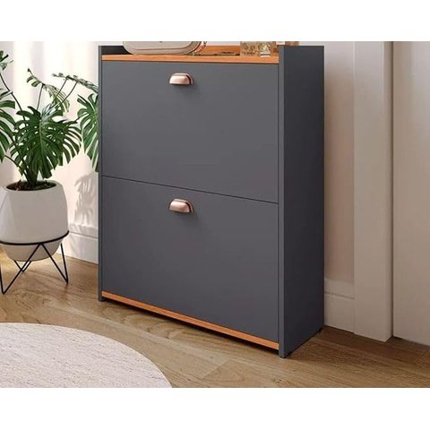 Sapateira Closet, Cinza/Cinmomo, Decorativo para Calçados Sapatos Tênis, no Pix, com Detalhe em Made