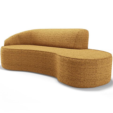 Sofá 3 Lugares Curvo Sala de Estar Living Firenze Esquerdo D02 Prime Bouclê Mostarda 230cm Pb-03 - L