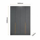 Ver imagem 3 de Guarda Roupa 4 Portas Abrir para Quarto ou Closet 230 cm X 160 cm 100% MDF Cor:Cinza e Peroba