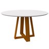 Mesa De Jantar Para 4 ou 6 Lugares Tampo Redondo Com Vidro 1,35m Vitoria Cor Ypê Off White New Ceval - 2