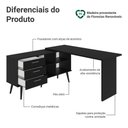 Ver imagem 6 de Escrivaninha em L Mesa para Computador Gamer 3 Gavetas Preto Lisboa Madesa
