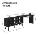 Ver imagem 5 de Escrivaninha em L Mesa para Computador Gamer 3 Gavetas Preto Lisboa Madesa