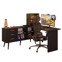 Ver imagem 3 de Escrivaninha em L Mesa para Computador Gamer 3 Gavetas Preto Lisboa Madesa