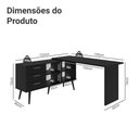 Ver imagem 4 de Escrivaninha em L Mesa para Computador Gamer 3 Gavetas Preto Lisboa Madesa
