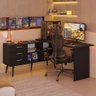 Escrivaninha em L Mesa para Computador Gamer 3 Gavetas Preto Lisboa Madesa - 2