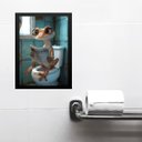 Ver imagem 1 de Quadro Divertido Banheiro Lagartixa Lendo Jornal 33x24cm - com Vidro:moldura Preta