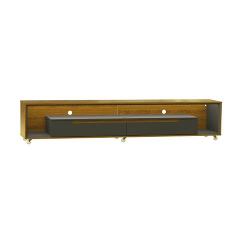Rack para Sala com Led e Rodízios P/tv 70 Polegadas 220cm Loop Cedro Frj Ac Preto Ac - Olivar Móveis