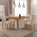 Ver imagem 1 de Mesa de Jantar Isadora 120cm Tampo MDF Laminado Canto Copo com 4 Cadeiras Lisa