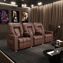 Ver imagem 2 de Poltrona do Papai Reclinável 3 Lugares Sala de Cinema Pequim Manual PU Marrom G23 - Gran Belo