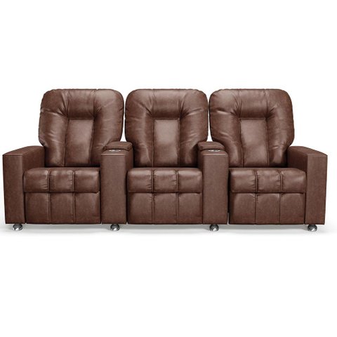 Poltrona do Papai Reclinável 3 Lugares Sala de Cinema Pequim Manual PU Marrom G23 - Gran Belo
