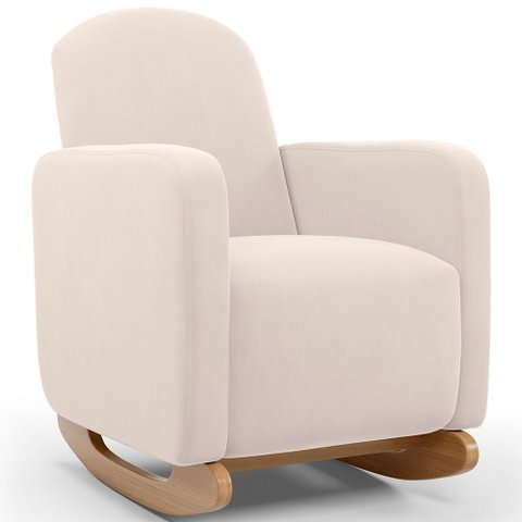 Poltrona de Amamentação com Balanço Orgânica Saori W01 Suede Bege - Lyam Decor