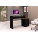 Ver imagem 1 de Mesa Office Escritório 1 Porta 1 Gaveta Preto com Freijó - Rede Móveis