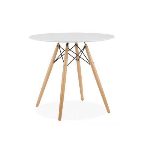 Mesa Eames Eiffel Tampo Mdf Branco 60cm - Base Madeira