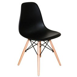 Kit com 6 Cadeiras Charles Eames Wood DSW Preta - Base Madeira - 1 Kit com 6 Cadeiras Charles Eames Wood DSW Preta - Base Madeira - 1