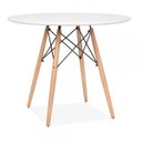 Ver imagem 1 de Mesa Eames Eiffel Tampo MDF Branco 80cm - Base Madeira