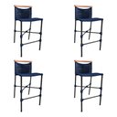 Ver imagem 1 de Kit 4 Banquetas Anne em Corda Náutica Base em Alumínio Preta com Detalhe em Madeira Azul Marinho