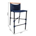 Ver imagem 3 de Kit 4 Banquetas Anne em Corda Náutica Base em Alumínio Preta com Detalhe em Madeira Azul Marinho
