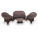 Ver imagem 1 de Conjunto de Sofá Fibra Sintética Karibe - 1 Sofá 2L + 2 Poltronas + 1 Mesa Centro - Tecido Duna Pret