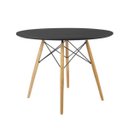 Ver imagem 1 de Mesa Eames Eiffel Tampo MDF Preto 80cm - Base Madeira