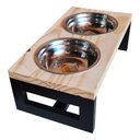 Ver imagem 5 de Comedouro Duplo Premium Elevado Madeira P/ Cães E Gatos