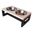 Ver imagem 3 de Comedouro Duplo Premium Elevado Madeira P/ Cães E Gatos