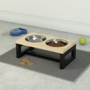 Ver imagem 1 de Comedouro Duplo Premium Elevado Madeira P/ Cães E Gatos